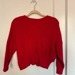 Red knitted cropped sweater